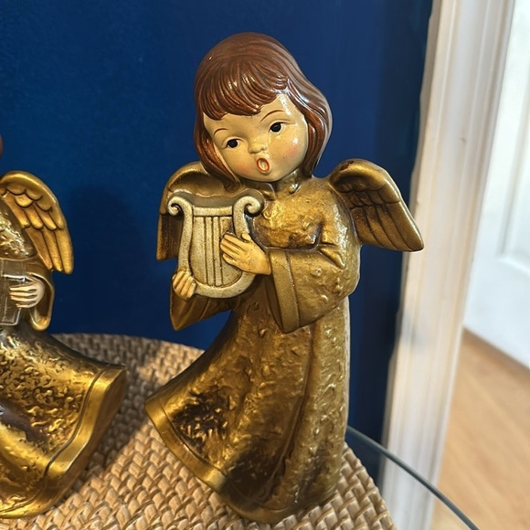 Vintage Angel Figurines by Brinn's Gold Paper Mache 1950's Made Christmas Decor - Picture 4 of 5